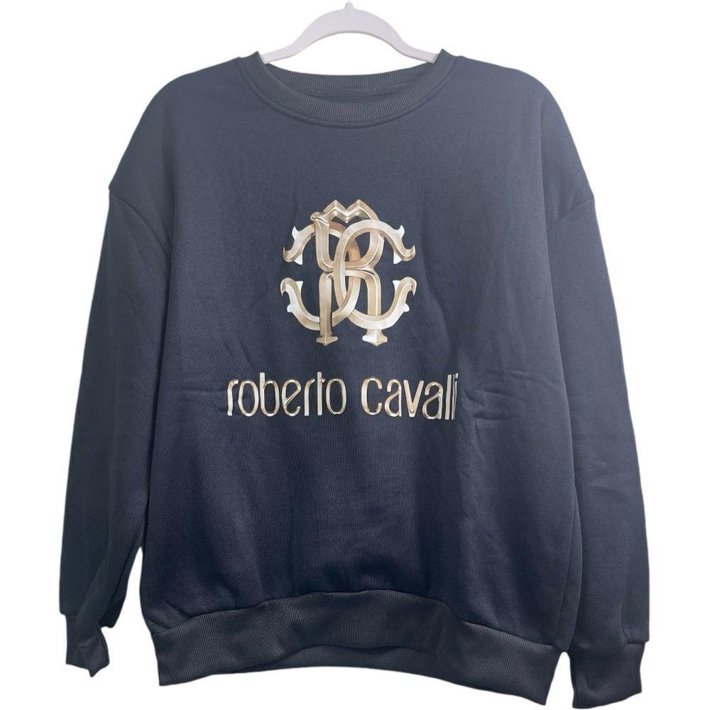 Roberto Cavalli Black Gold Logo Pullover Sweater - Picture 3 of 10